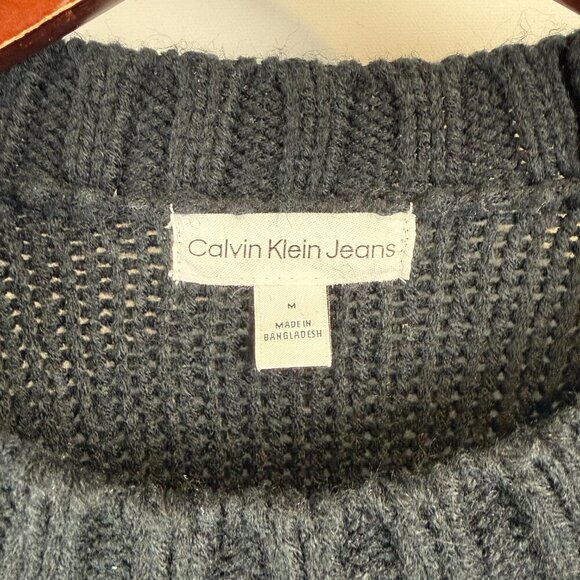 Calvin Klein Jeans Black Cable Knit Sweater - Size M - Picture 2 of 7